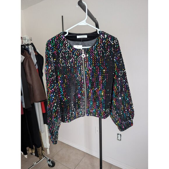 #287 12th Tribe Ozzy Multi Sequin Zip Up Jacket - Picture 4 of 6
